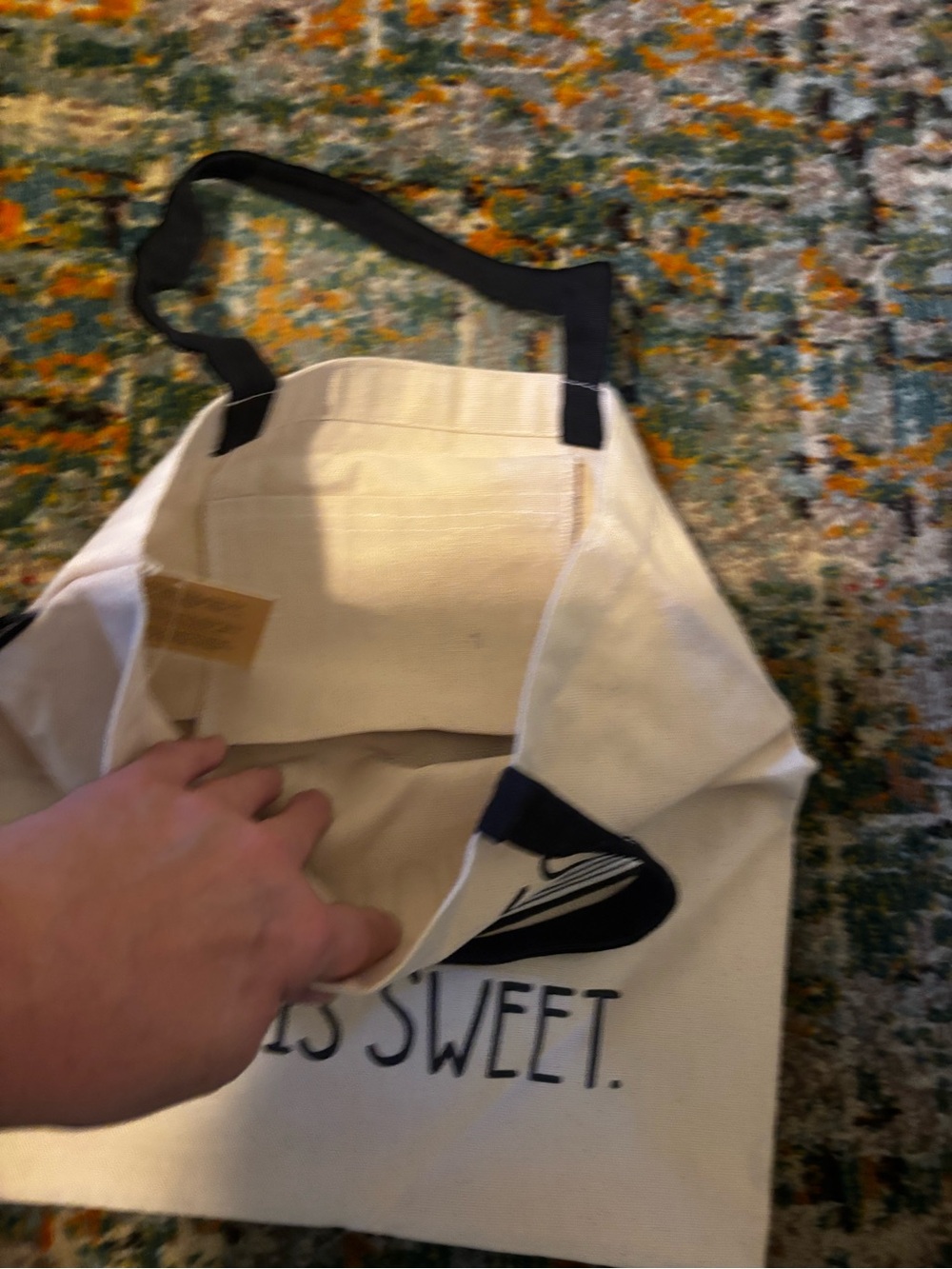 NWT Out of Print Natural Canvas Tote with Black Accents - Picture 4 of 7